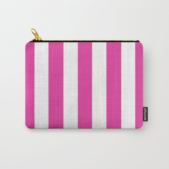 Strong boy pink - solid color - white vertical lines pattern Carry-All Pouch