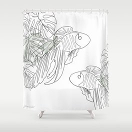 Botanical Line Drawing Shower Curtain