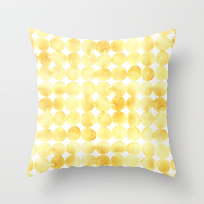 Imperfect Geometry Yellow Circles Throw Pillow
