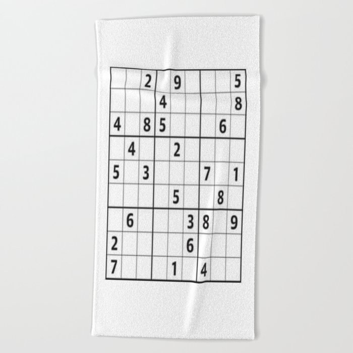 Sudoku Series: Hard Level - Mono Beach Towel