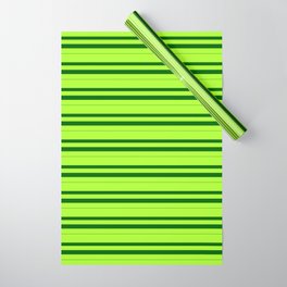 [ Thumbnail: Light Green & Dark Green Colored Lines/Stripes Pattern Wrapping Paper ]