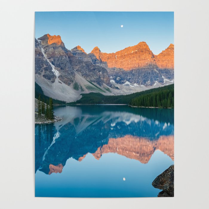 Canadian Rockies Reflection Sunrise Moraine Lake Banff National Park Canada Mountains Landscape Poster
