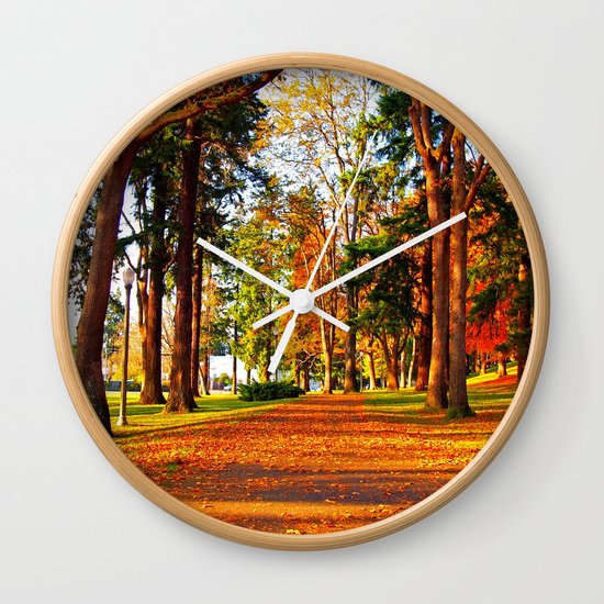 Autumn pathway Wall Clock