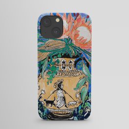 Cat Walk: Protea and Banksia Bouquet Floral Still Life with Greek Urn featuring Woman Walking Cats iPhone Case