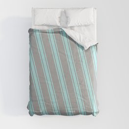 [ Thumbnail: Dark Gray and Turquoise Colored Stripes/Lines Pattern Comforter ]