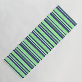 [ Thumbnail: Dark Slate Blue & Green Colored Lines Pattern Yoga Mat ]