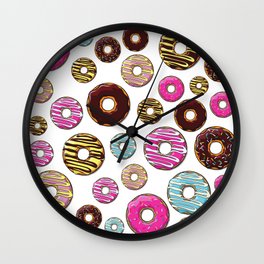 Pattern Of Donuts, Colorful Donuts, Sprinkles Wall Clock