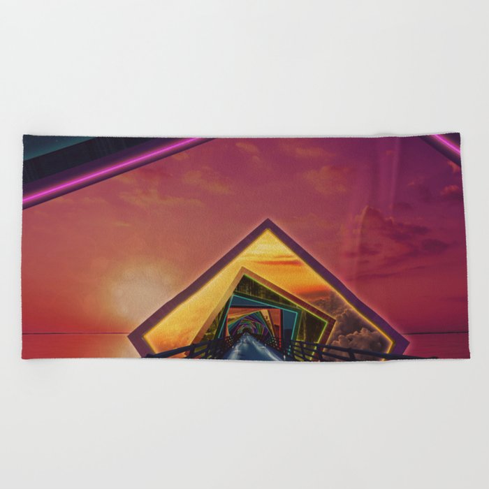 Bridge Of A Thousand Colors A Beautiful Rainbow Fractalscape Beach Towel By Jaya Prime
