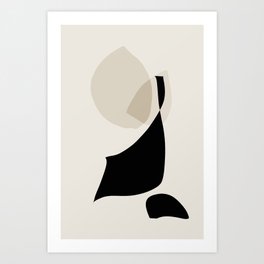 Neutral tones & black abstract shapes. Mid-century style minimalism. Art Print