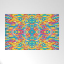 Color Madness - Ethnic Colorful Pixel Pattern Welcome Mat