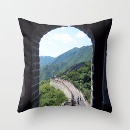 China Photography - Great Wall Of China Seen From Inside A Tower Throw Pillow