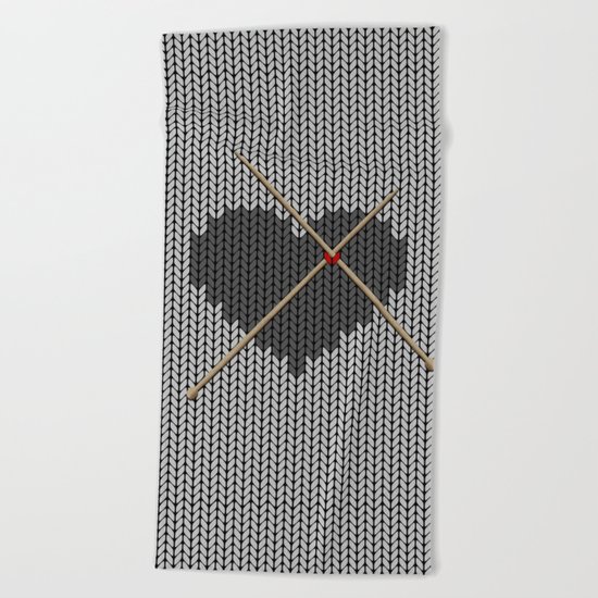 Original Knitted Heart Design Beach Towel