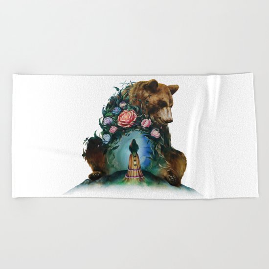 Flower & Bear Beach Towel