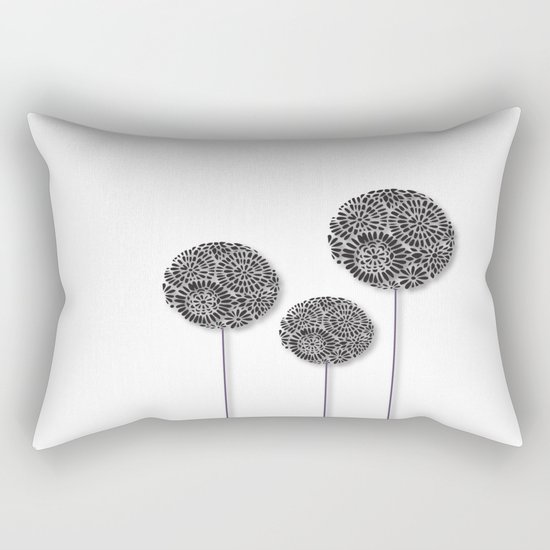 Black Dandelion Rectangular Pillow