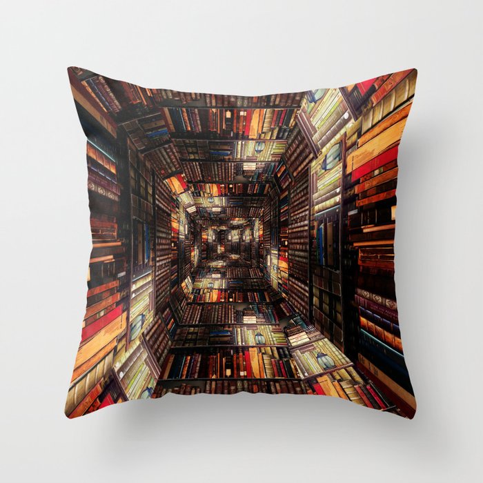 Bookshelf Books Library Bookworm Reading Pattern Throw Pillow