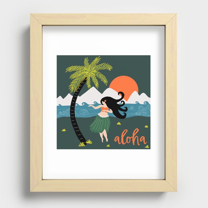 Hula Girl - Aloha Hawaii Recessed Framed Print