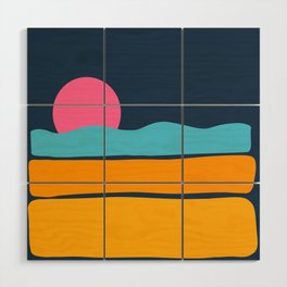 Demar Night - Minimalistic Sunset Colorful Retro Design Art Pattern Wood Wall Art