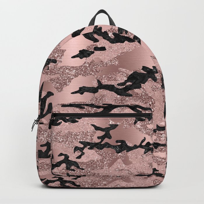 Rose Gold Glitter Camouflage Backpack