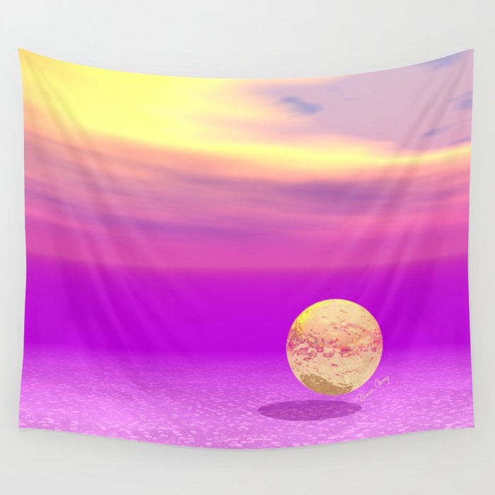 Adrift, Abstract Gold Violet Ocean Wall Tapestry
