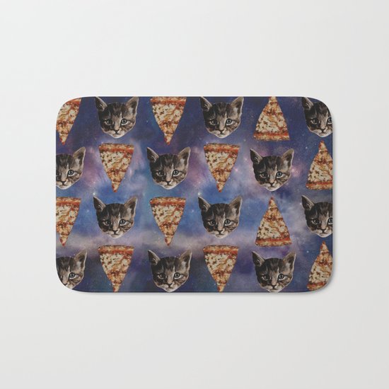 Kitten Pizza Galaxy Bath Mat