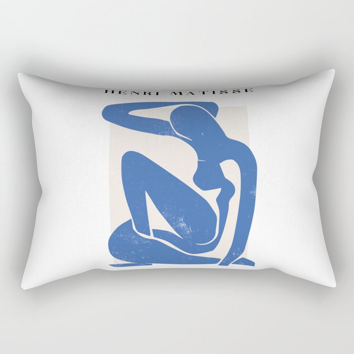 Female Matisse Print in Blue with Beige background Rectangular Pillow