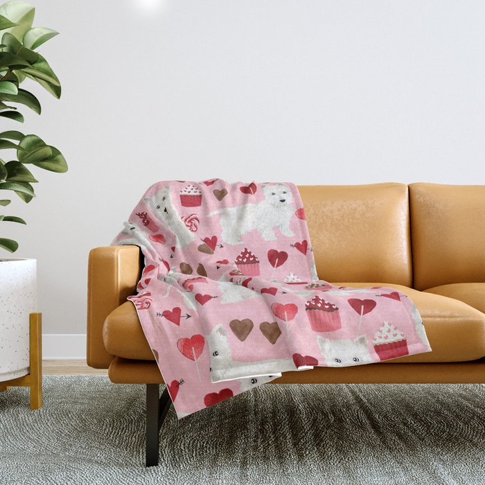 Westie west highland terrier dog breed valentines day cute dog person must have gifts pet portraits Throw Blanket by PetFriendly Society6