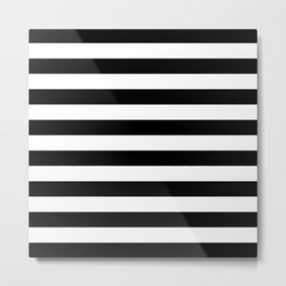 Parisian Black & White Stripes (horizontal) Metal Print | Lines, Black and White, French, Graphicdesign, Digital, White, Minimalism, Modern, Paris, Striped 