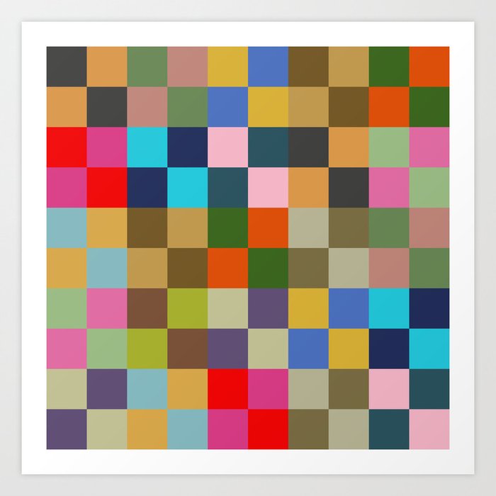 Colorful Checkerboard Art Print