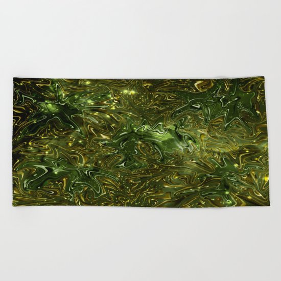 The Wolves Hidden in the Jade Green Galaxy Beach Towel