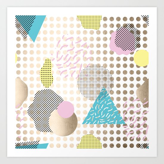 Simply Metallic Memphis Dots Art Print