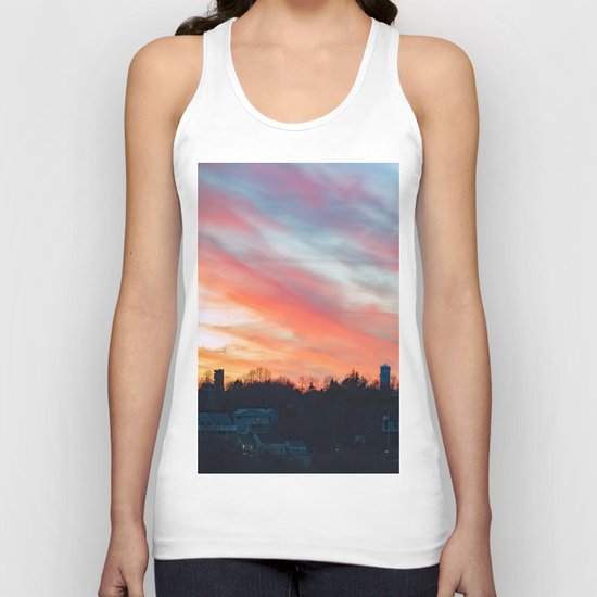 Winter sunset in Rockport Unisex Tank Top