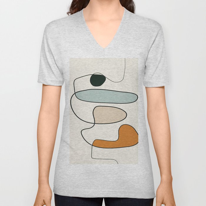 Abstract Line 14 V Neck T Shirt