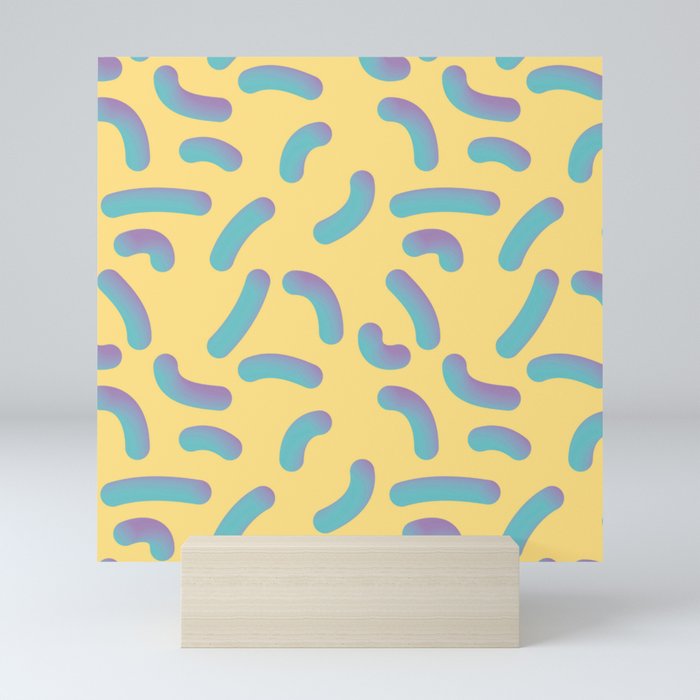 Memphis Style Yellow 3D Confetti Mini Art Print