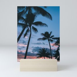 Tropical Beach Sunset Palm Trees Mini Art Print