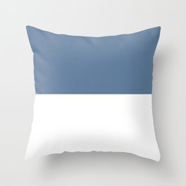 Slate Blue And White Split in Horizontal Halves Throw Pillow