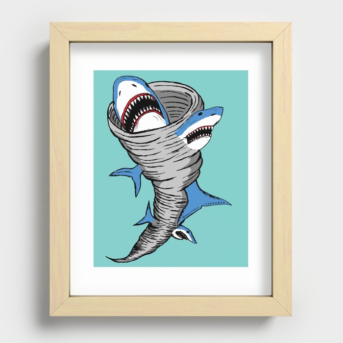 Shark Tornado Recessed Framed Print