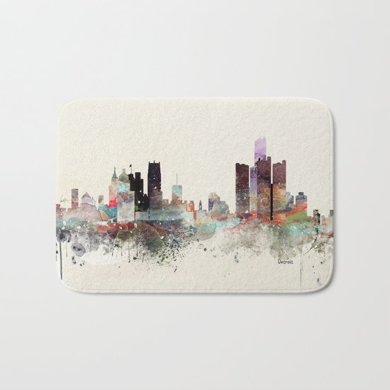 detroit michigan skyline Bath Mat