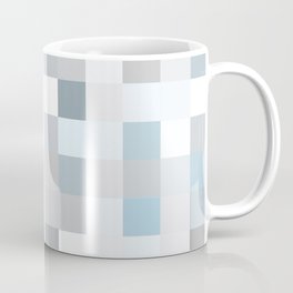  Modern Blue and Gray Squares Checkered Pattern Coffee Mug