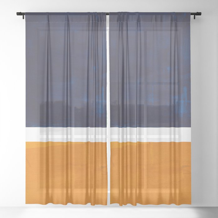 Navy Blue Yellow Ochre Abstract Minimalist Rothko Colorful Mid