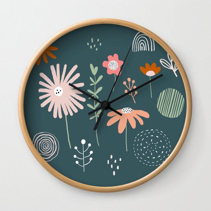 Nordic Floral Wall Clock