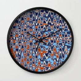 Distorted Red And Blue Pattern Wall Clock