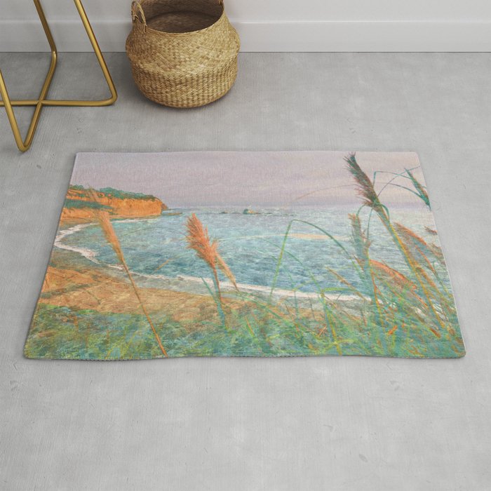 cove impressionism painted realistic scene Rug