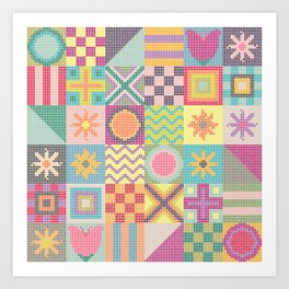 cross stitch squares Art Print