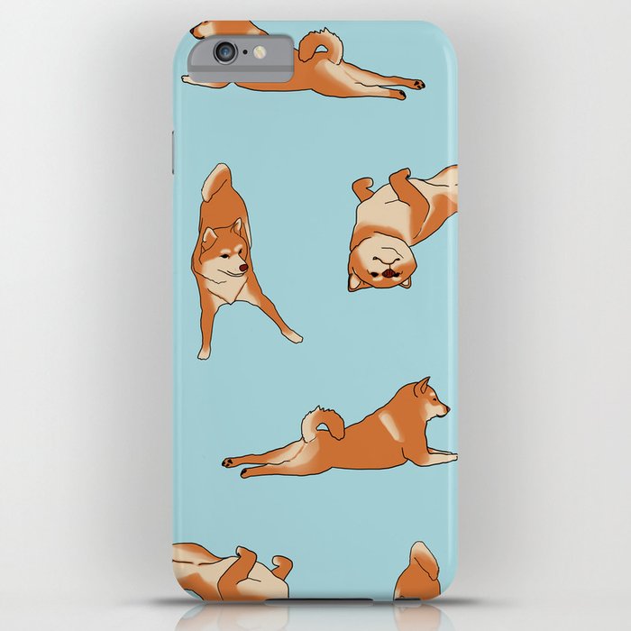 shiba inu print blue iphone case