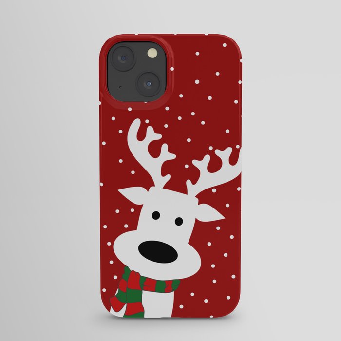 Reindeer in a snowy day (red) iPhone Case