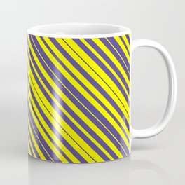 [ Thumbnail: Yellow & Dark Slate Blue Colored Lines/Stripes Pattern Coffee Mug ]