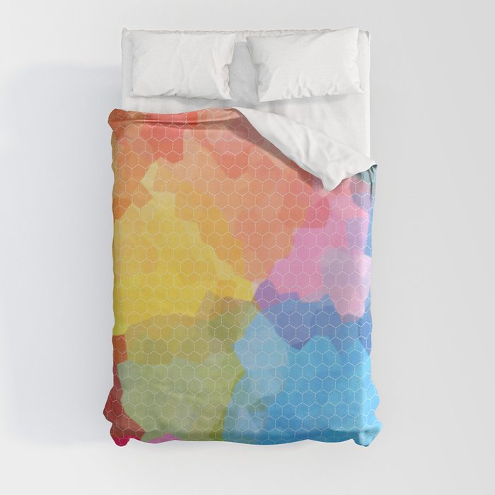 Rainbow Honeycomb Duvet Cover