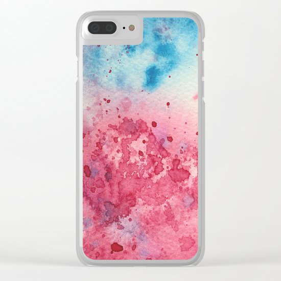 When pink meets blue || watercolor Clear iPhone Case