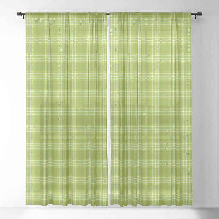 Grass Yellow Green Tartan Plaid Scottish Pattern Sheer Curtain