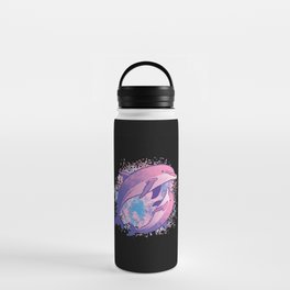 Dolphins Tie Dye colorful pink dolphin family Water Bottle